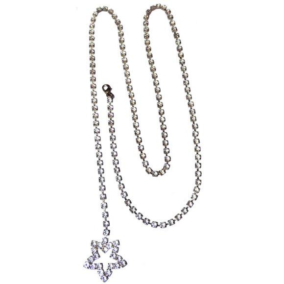 Jewelry - Vintage Rhinestone Star Y Drop Pendant Necklace